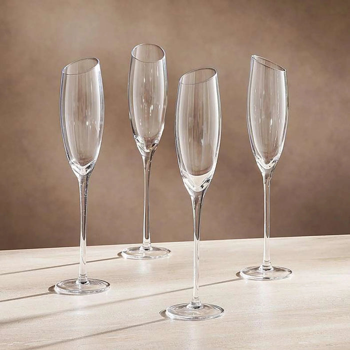 Eddi Slope Rim 4-Piece Flute Glass Set 177Ml -Clear