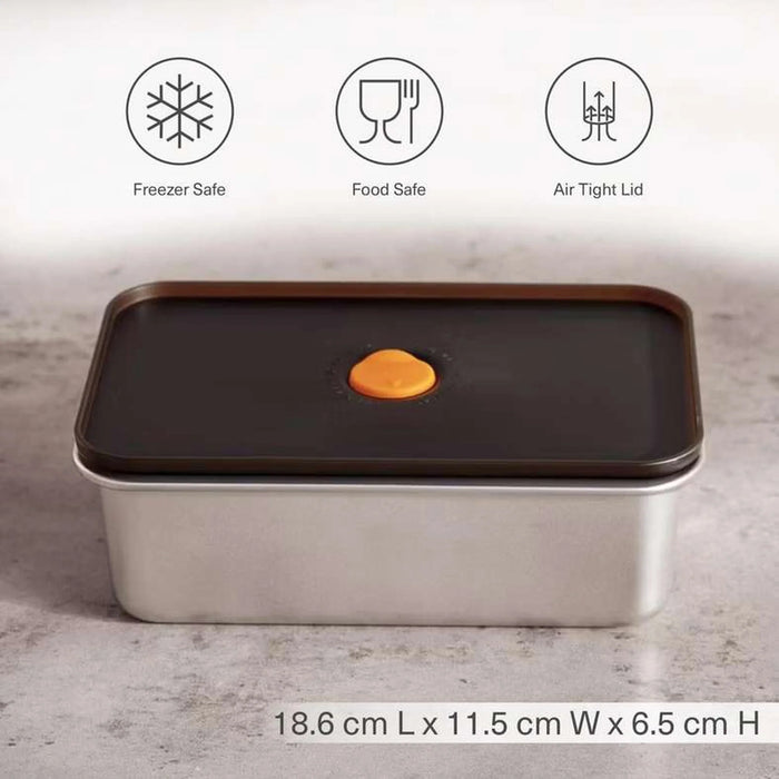 Edzel Stainless Steel Rectangular Lunch Box 1.1L -Chrome