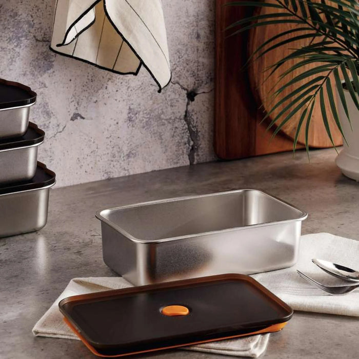Edzel Stainless Steel Rectangular Lunch Box 1.3L -Chrome