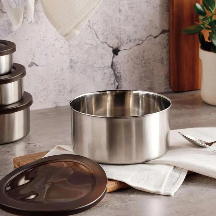 Edzel Stainless Steel Round Lunch Box 1.55L -Chrome