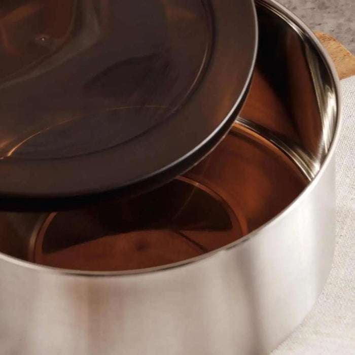 Edzel Stainless Steel Round Lunch Box 1.55L -Chrome
