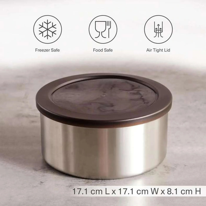 Edzel Stainless Steel Round Lunch Box 1.55L -Chrome