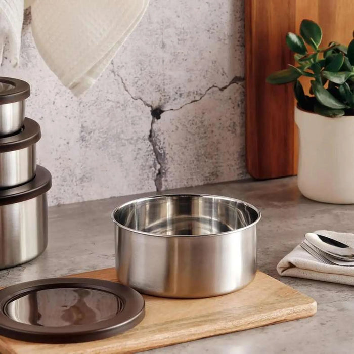 Edzel Stainless Steel Round Lunch Box 1L -Chrome