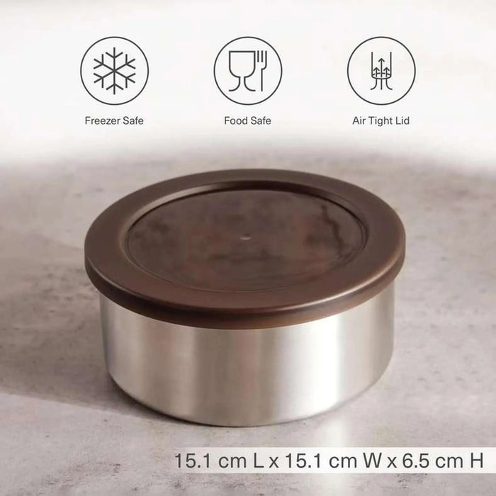 Edzel Stainless Steel Round Lunch Box 1L -Chrome
