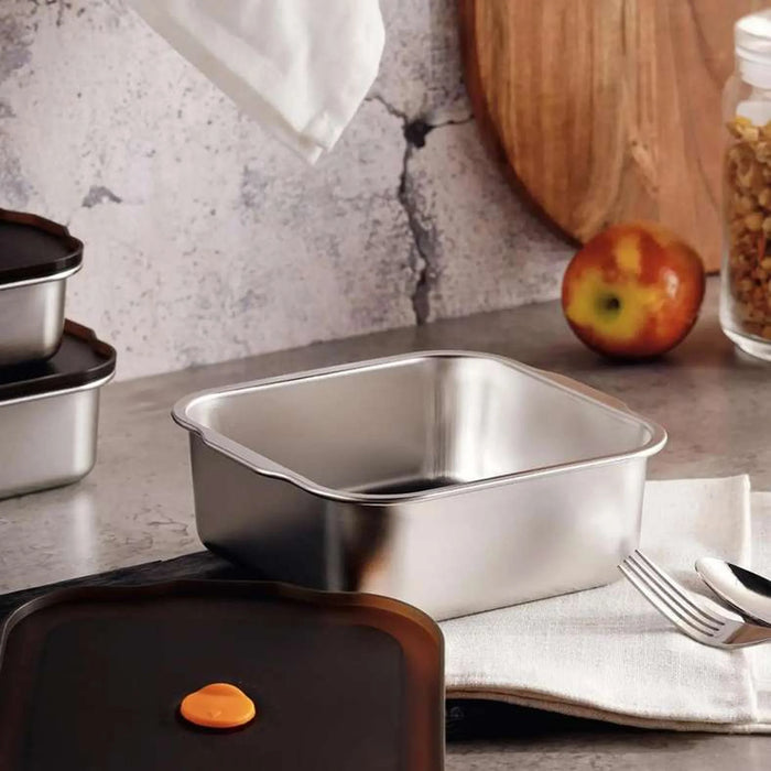 Edzel Stainless Steel Square Lunch Box 1.3L -Chrome