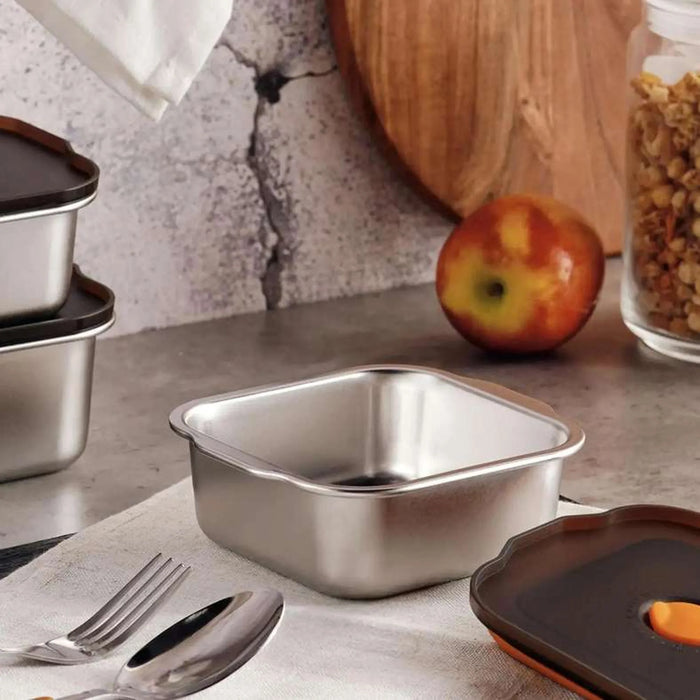 Edzel Stainless Steel Square Lunch Box 450Ml -Chrome