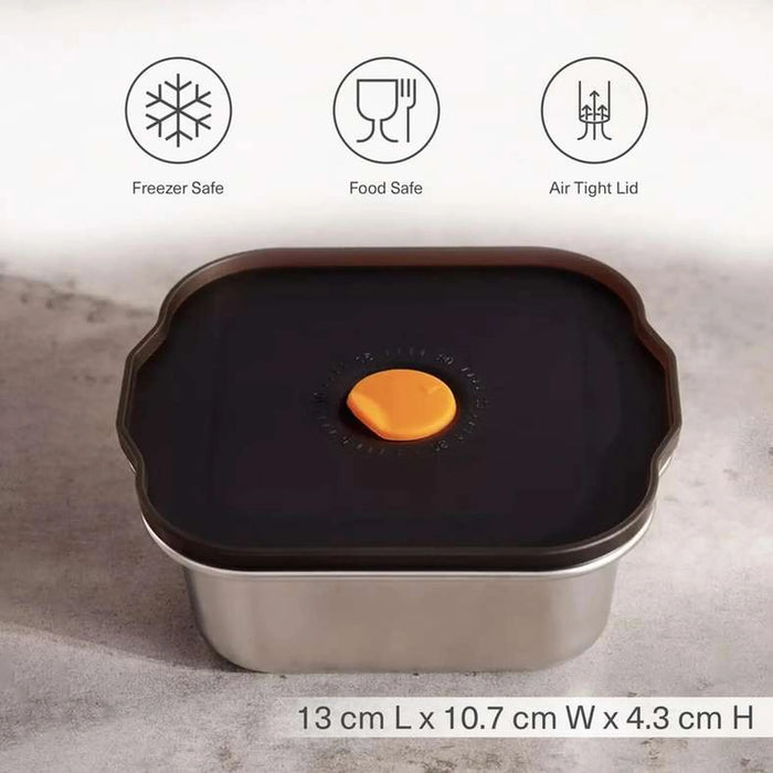 Edzel Stainless Steel Square Lunch Box 450Ml -Chrome