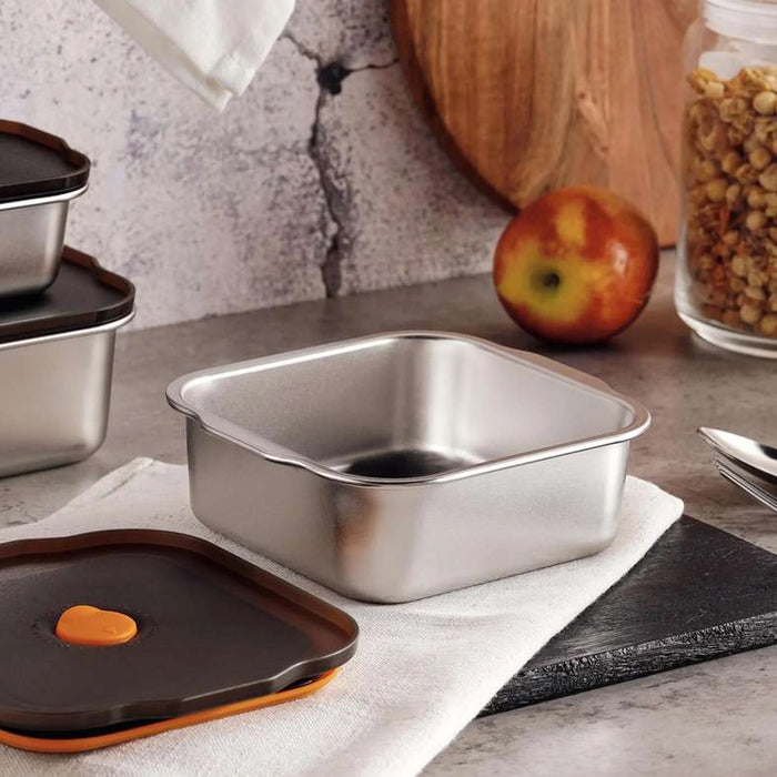 Edzel Stainless Steel Square Lunch Box 700Ml -Chrome