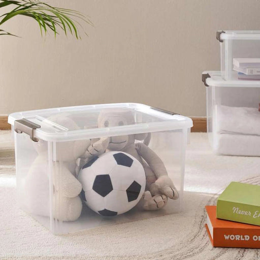 Egale Stackable Storage Box With Latching Lid 30L 45.5X33.5X27Cm -Clear Pan Home