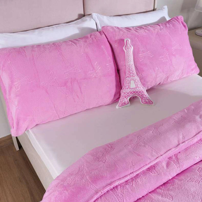 Eiffel Tower 3-Piece Toddler Comforter Set With Toy110X125cm - Pink Pan Home