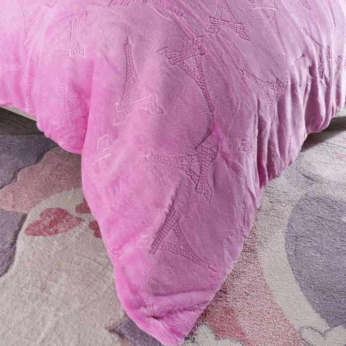Eiffel Tower 3-Piece Toddler Comforter Set With Toy110X125cm - Pink Pan Home
