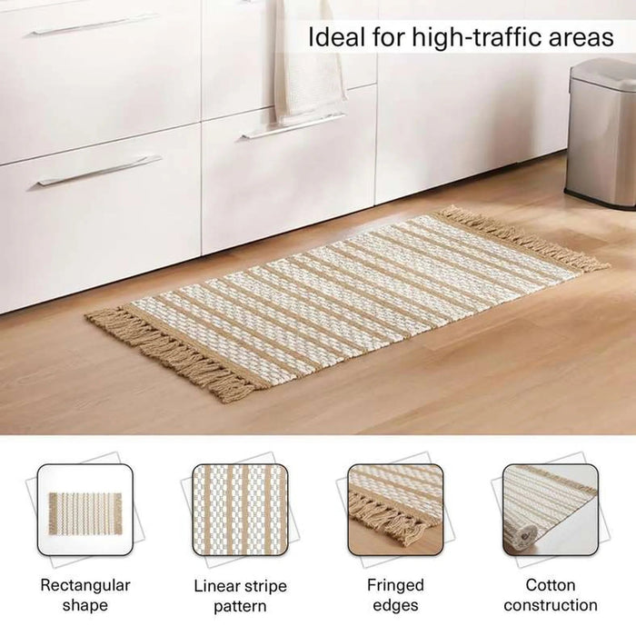 Eileen Recycle Dhurrie With Fringe 60X90Cm - Beige Pan Home