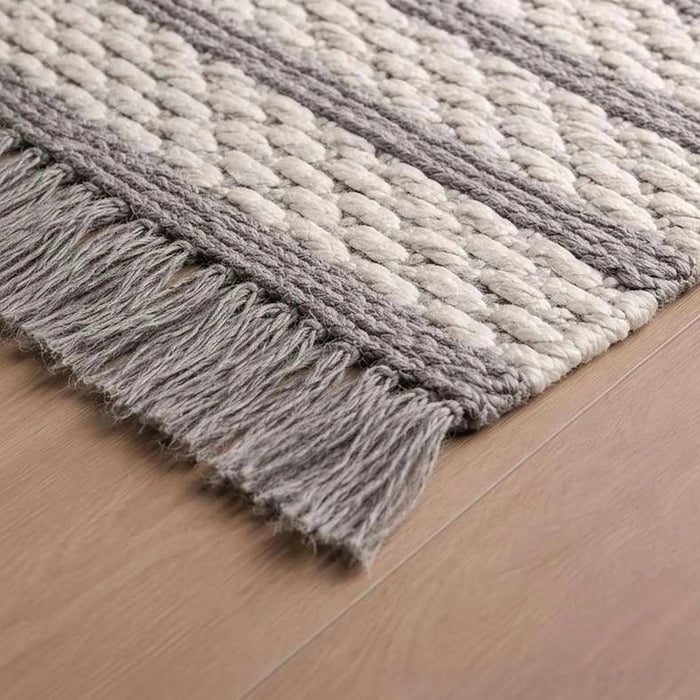 Eileen Recycle Dhurrie With Fringe 60X90Cm - Grey Pan Home