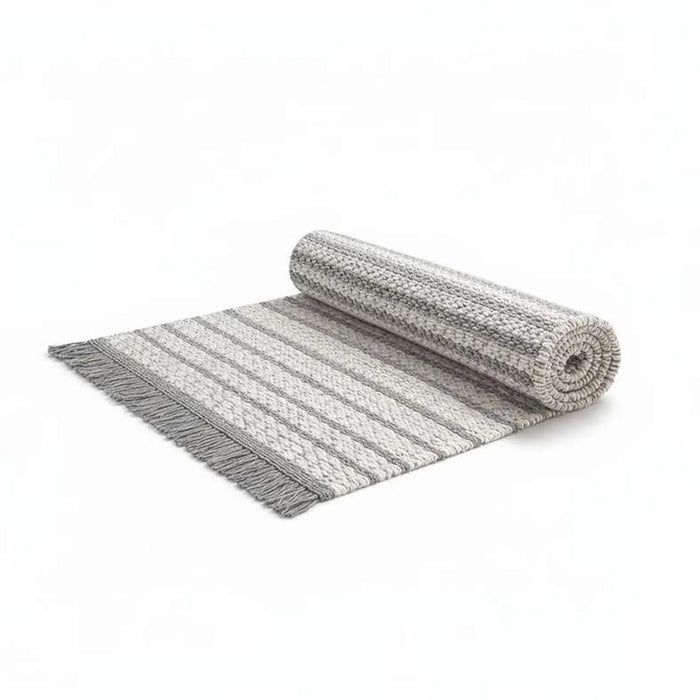 Eileen Recycle Dhurrie With Fringe 60X90Cm - Grey Pan Home