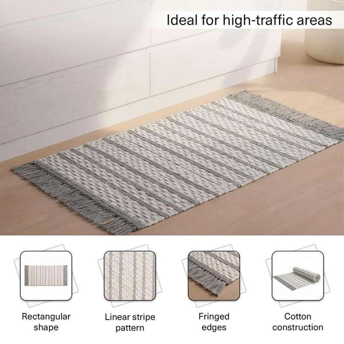 Eileen Recycle Dhurrie With Fringe 60X90Cm - Grey Pan Home