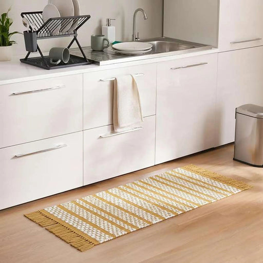 Eileen Recycle Dhurrie With Fringe 60X90Cm - Mustard Pan Home