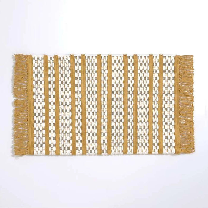 Eileen Recycle Dhurrie With Fringe 60X90Cm - Mustard Pan Home