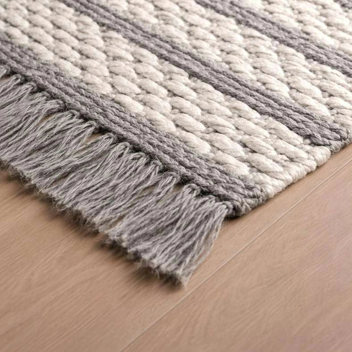 Eileen Recycle Dhurrie With Fringe 90X150Cm - Grey Pan Home