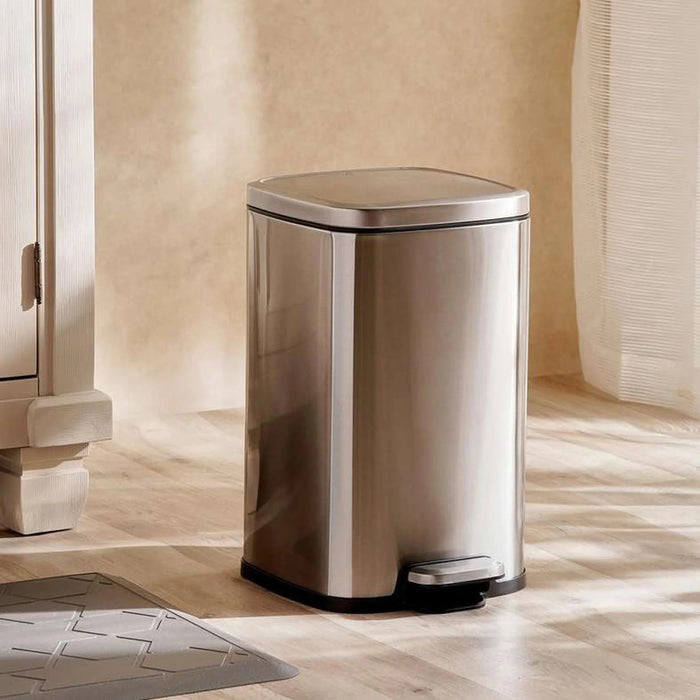 Eko Stella Soft Close Pedal Bin 24.5X30.9X39.8 Cm 12L - Silver Pan Home