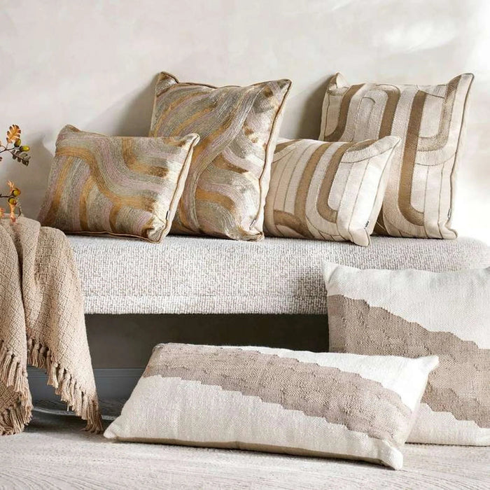 Elaris Embroidered Down Alt Filled Cushion 35X50Cm - Gold Pan Home