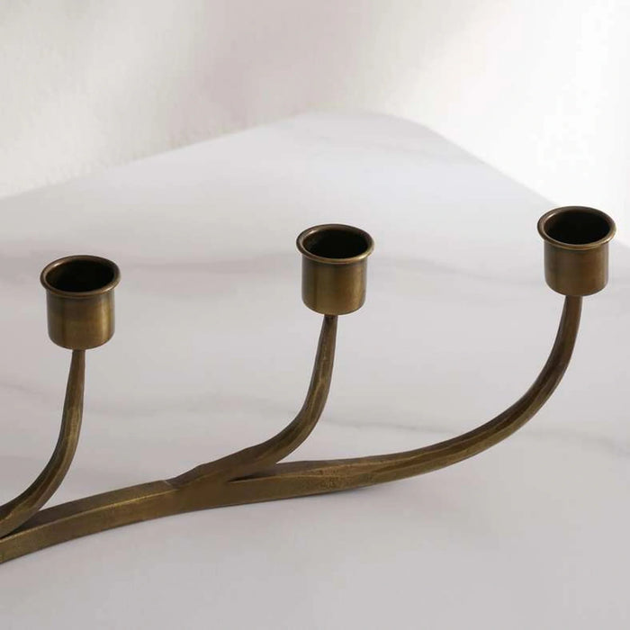 Eldir Metal Curve 7 Taper Candle Holder 11X7X62Cm - Antique Brass