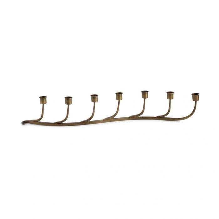Eldir Metal Curve 7 Taper Candle Holder 11X7X62Cm - Antique Brass
