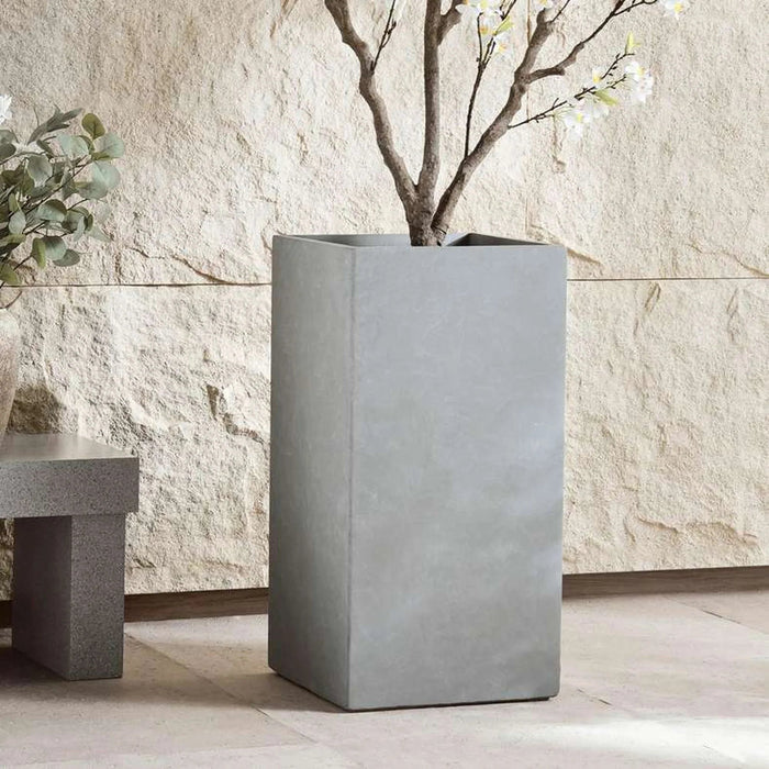 Eldora Polyresin Rectangle Planter 40.5X40.5X81Cm - Grey Pan Home