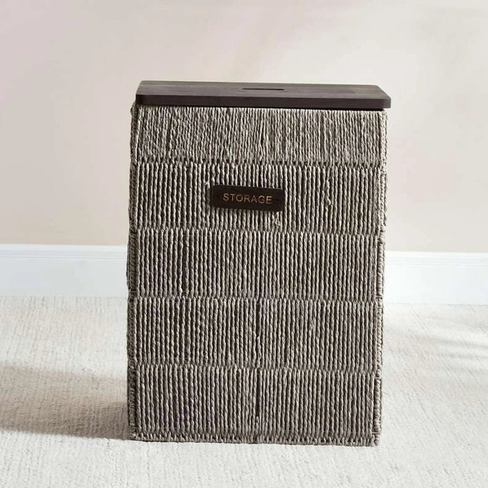 Eleanor Laundry Hamper With Wooden Lid 36X26X49Cm-Grey Pan Home