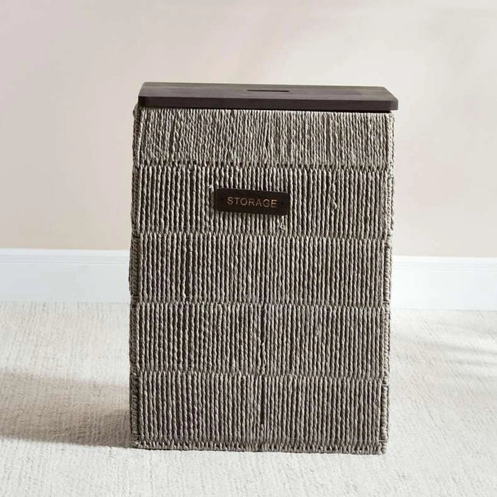 Eleanor Laundry Hamper With Wooden Lid 40X30X55Cm-Grey Pan Home