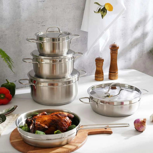 Elegance 9-Piece Cookware Set -Chrome Pan Home