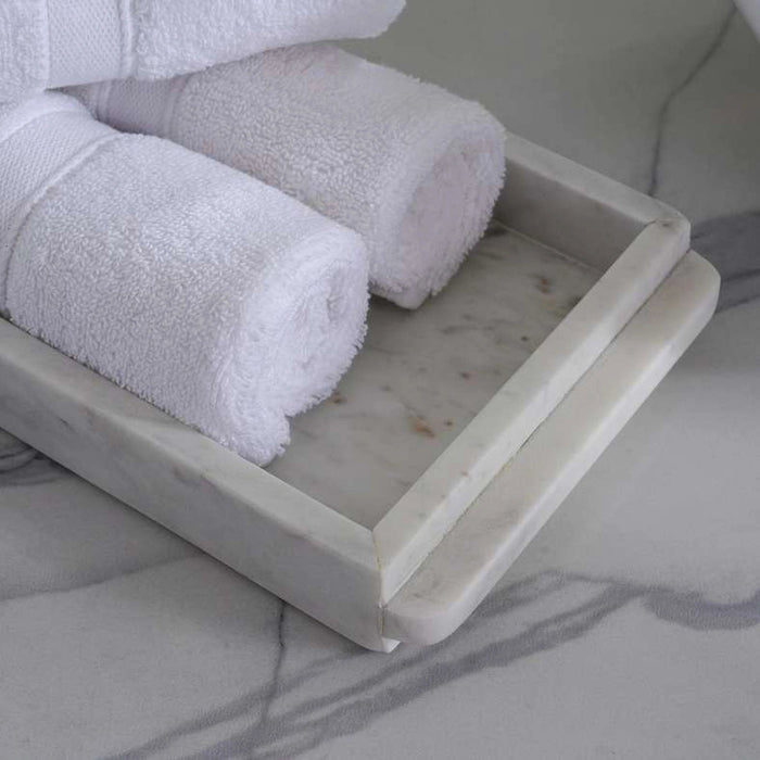 Elegance Marble Towel Tray - White Pan Home