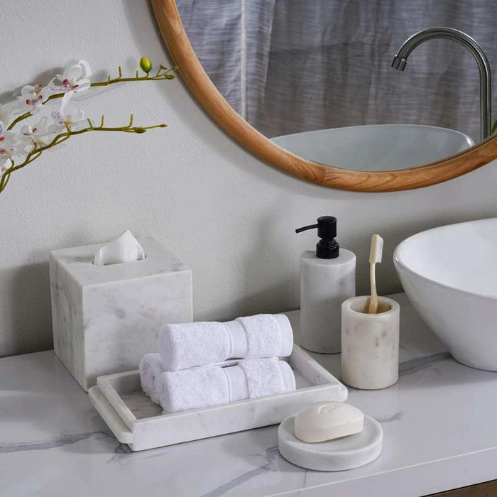 Elegance Marble Towel Tray - White Pan Home