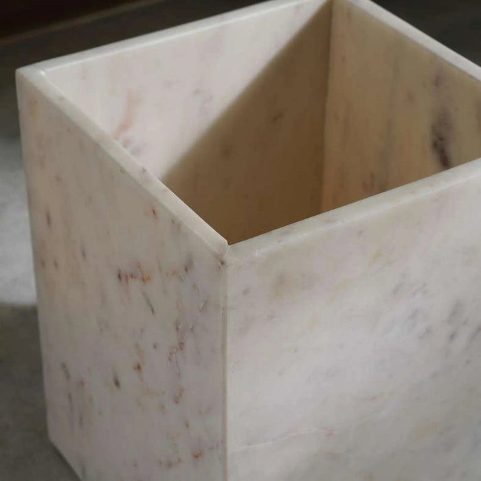 Elegance Marble Waste Bin 19.05X26Cm - White Pan Home