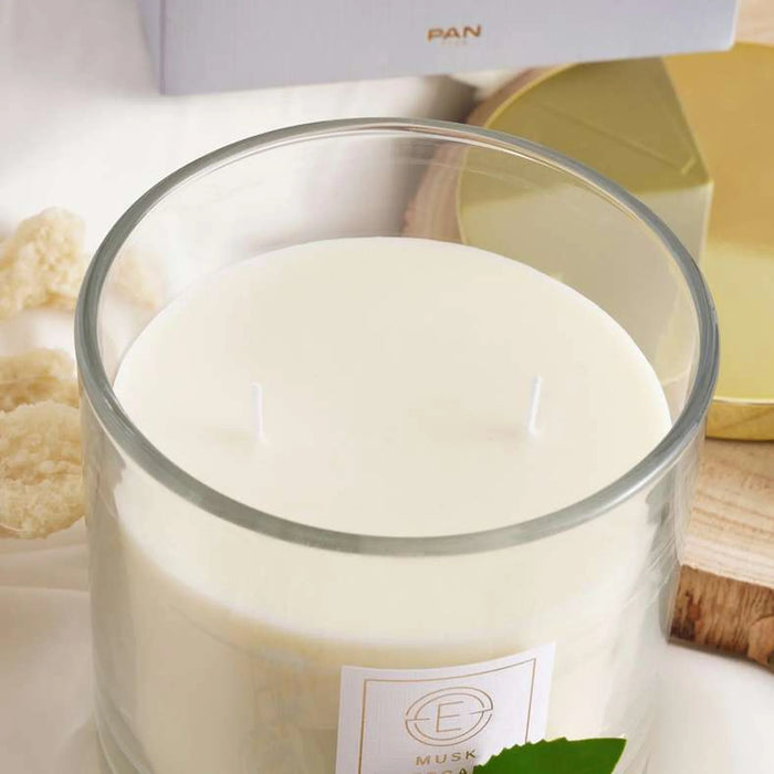 Elegance Musk Bergamot Scented Jar Candle 623Gm With Metal Cap - Blue - 70Hrs