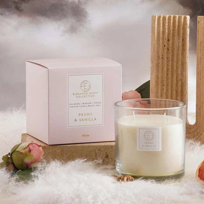 Elegance Peony Vanilla Scented Jar Candle 623Gm With Metal Cap - Pink- 70Hrs
