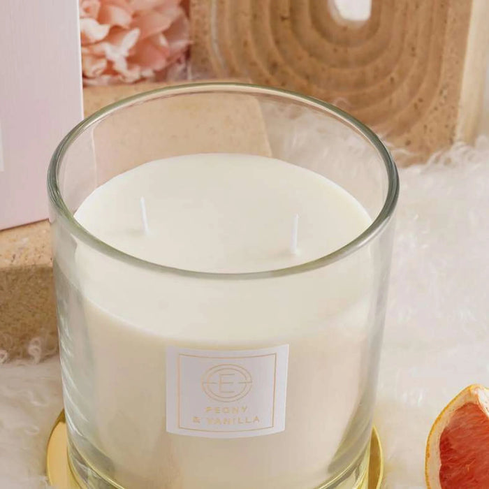 Elegance Peony Vanilla Scented Jar Candle 623Gm With Metal Cap - Pink- 70Hrs