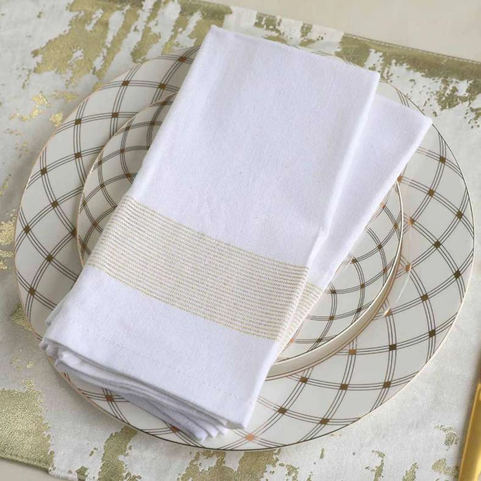 Elegance Stripe 4-Piece Napkin Set 45X45Cm-Gold