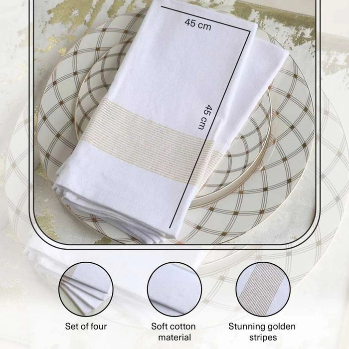 Elegance Stripe 4-Piece Napkin Set 45X45Cm-Gold