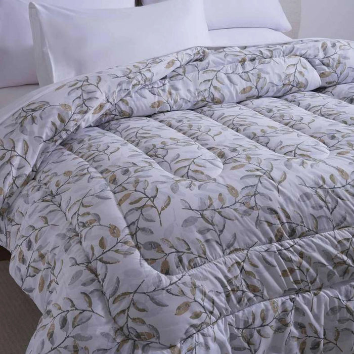 Elegant Flowers Microfiber Comforter 135X220Cm - White/Grey