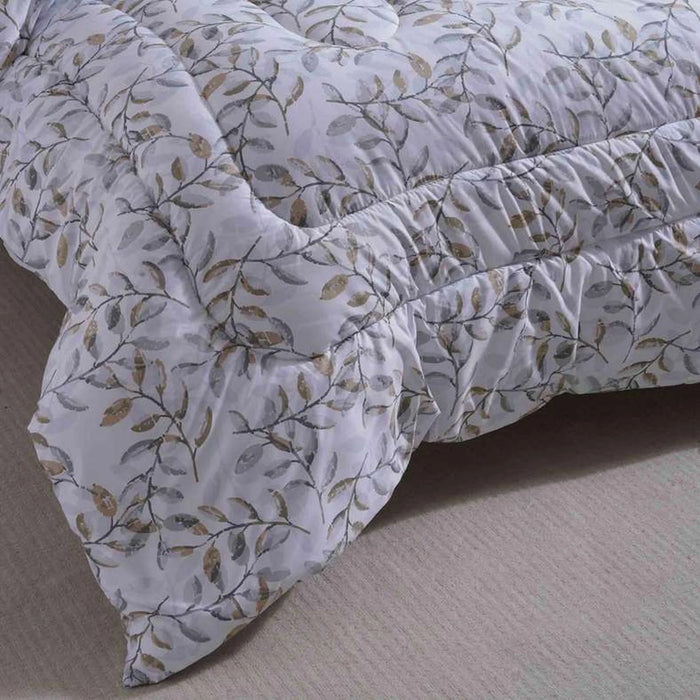 Elegant Flowers Microfiber Comforter 135X220Cm - White/Grey