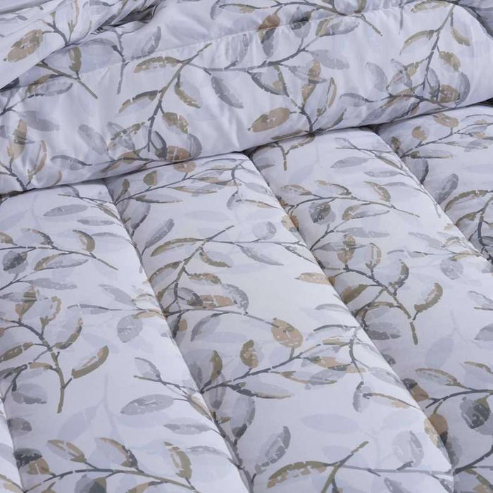 Elegant Flowers Microfiber Comforter 135X220Cm - White/Grey