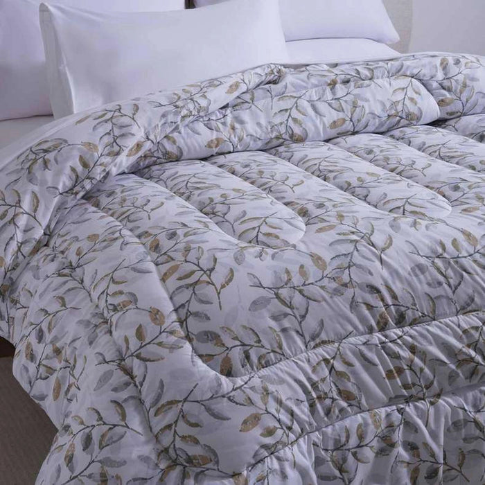 Elegant Flowers Microfiber Comforter - White/Grey Pan Home