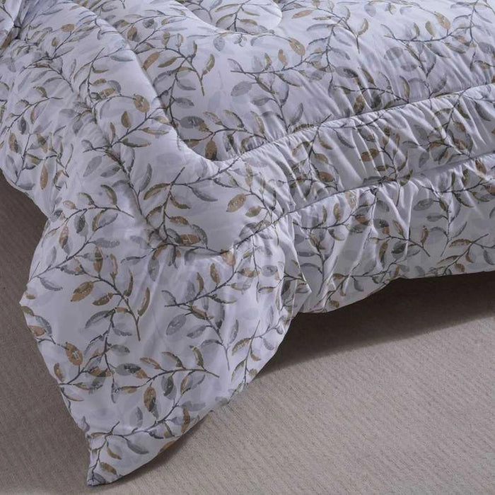 Elegant Flowers Microfiber Comforter - White/Grey Pan Home