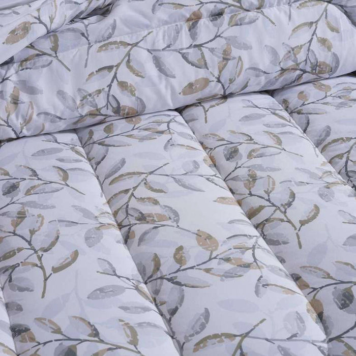 Elegant Flowers Microfiber Comforter - White/Grey Pan Home