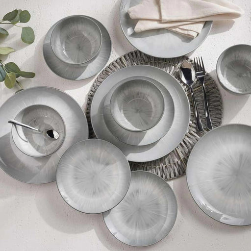 Eleganza 12-Piece Porcelain Dinner Set -Grey Pan Home