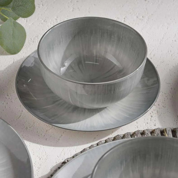 Eleganza 12-Piece Porcelain Dinner Set -Grey Pan Home
