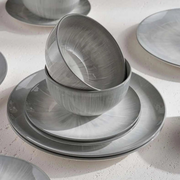 Eleganza 12-Piece Porcelain Dinner Set -Grey Pan Home