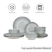 Eleganza 12-Piece Porcelain Dinner Set -Grey Pan Home