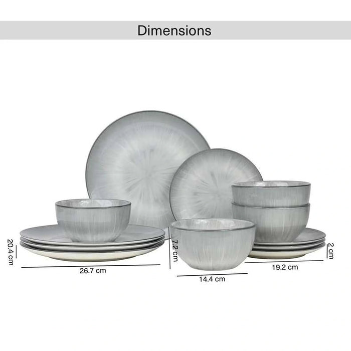 Eleganza 12-Piece Porcelain Dinner Set -Grey Pan Home