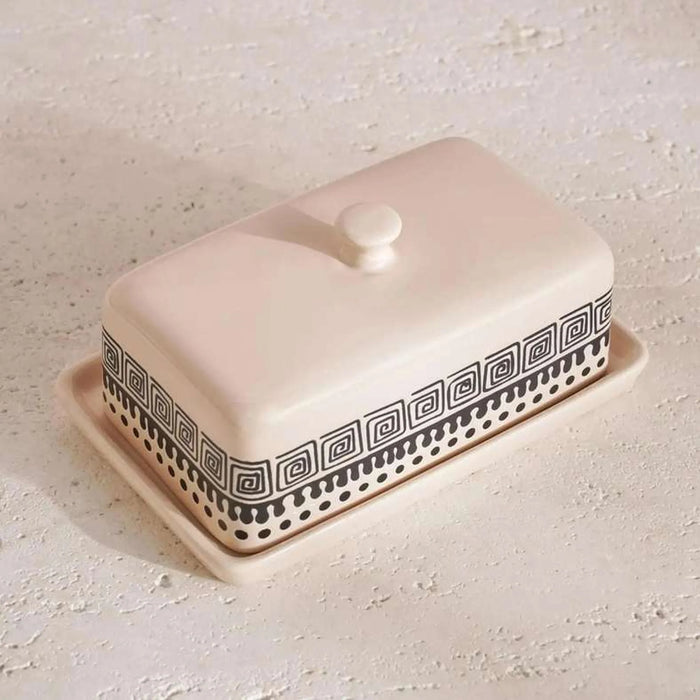 Eleni Ethnic Butter Dish 17.9X11.3X8.2Cm -Black & Beige